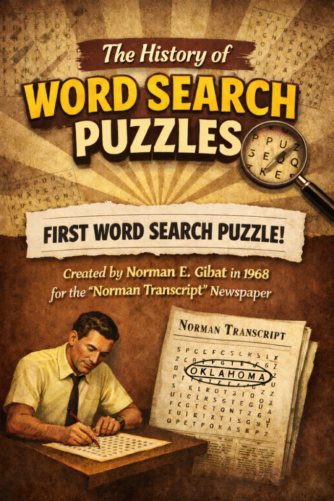 History of Word Search Puzzles Norman E Gibat 1968